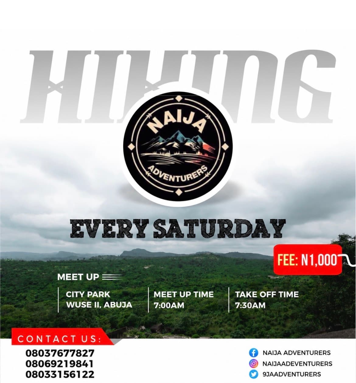 🏔️ NAIJA ADVENTURERS — EVERY SATURDAY HIKE